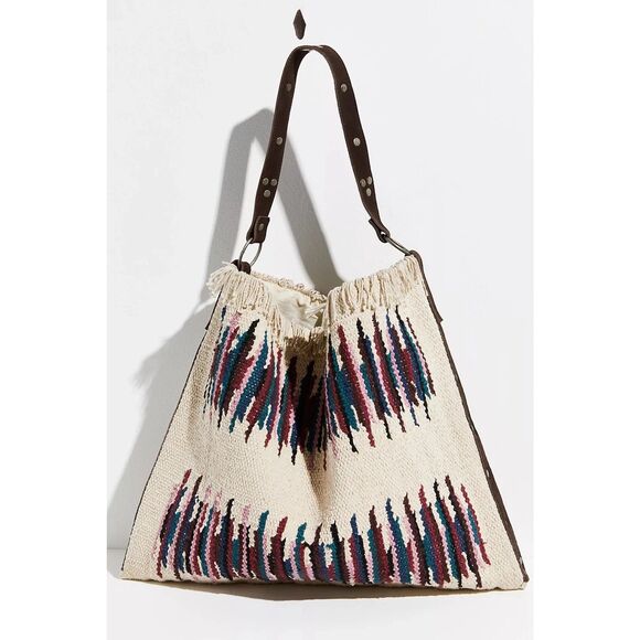 Free People Mixed And Mended Fringed Hobo Bag Leather Shoulder Strap NEW $128 - Picture 1 of 3